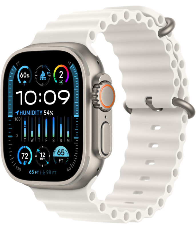 Apple Watch Ultra 2 GPS + Cellular, 49 мм, корпус из титана, ремешок Ocean цвет Белый Apple Watch Ultra 2 GPS + Cellular, 49 мм, корпус из титана, ремешок Ocean цвет Белый