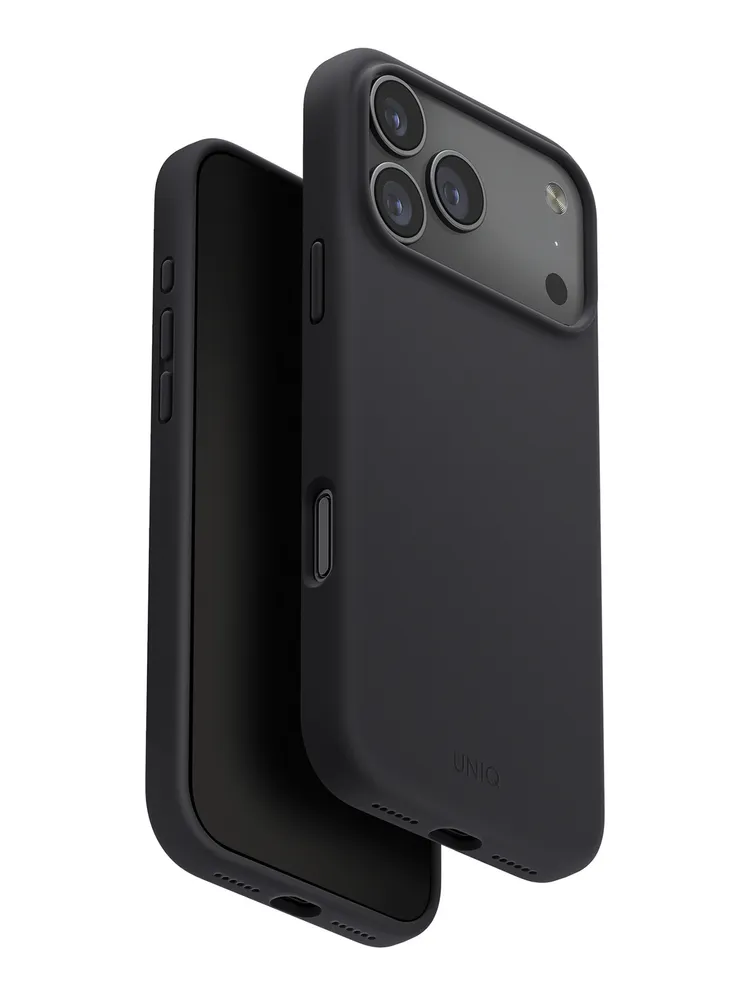 На фото изображено Чехол Uniq Lino MagSafe для iPhone 17 Pro, черный