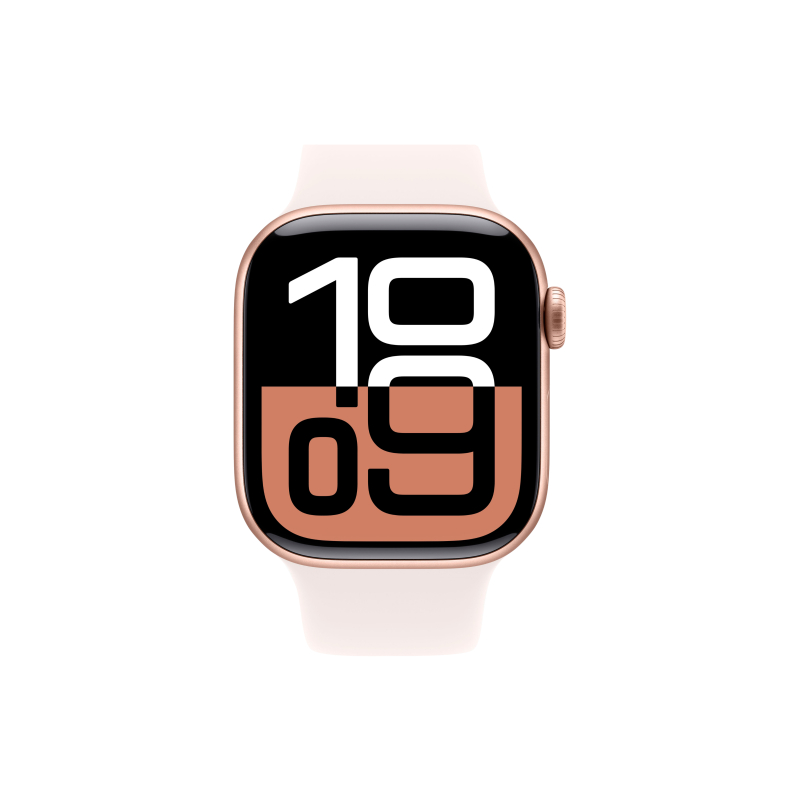 Apple Watch Series 10, 42 мм, корпус из алюминия цвета «розовое золото», спортивный ремешок, размер S/M