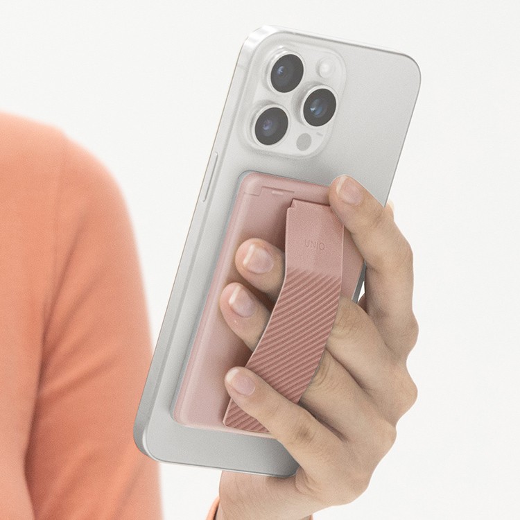 На фото изображено Картхолдер Uniq Heldro ID, Blush Pink