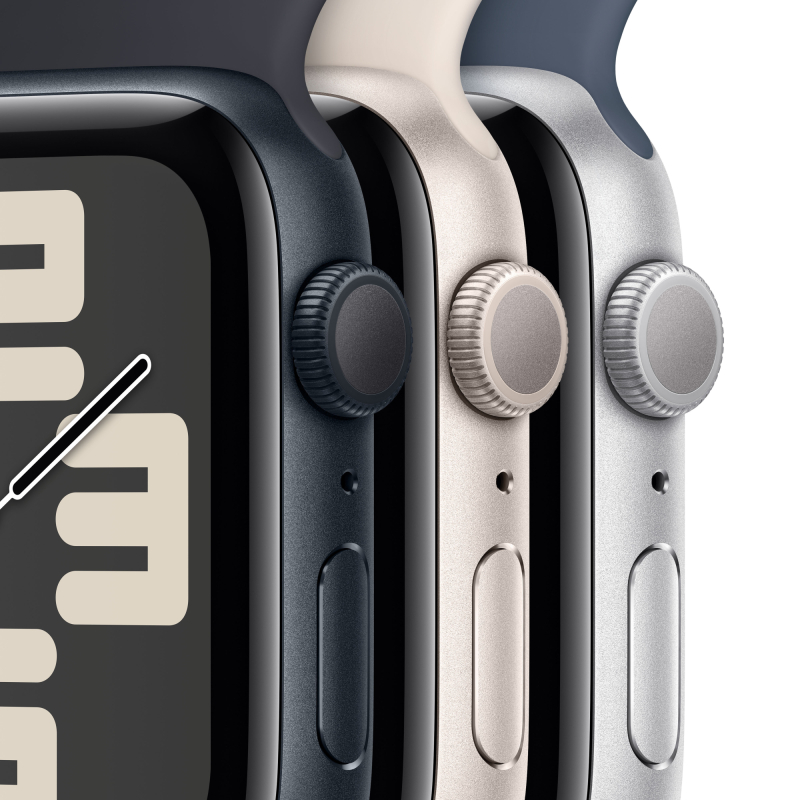Apple Watch SE 2024, 40 мм, корпус из алюминия цвета «Серебристый», спортивный ремешок, размер M/L