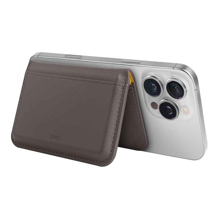 На фото изображено Бумажник Uniq Lyden DS, Flint Grey/Canary Yellow