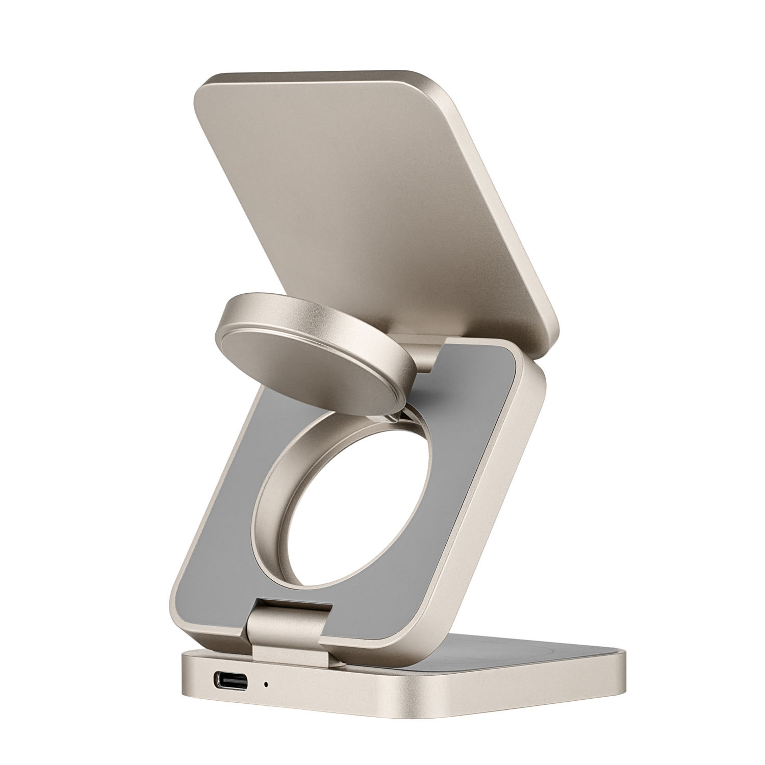 На фото изображено Беспроводное зарядное устройство uBear Balance с поддержкой MagSafe, натуральный титан