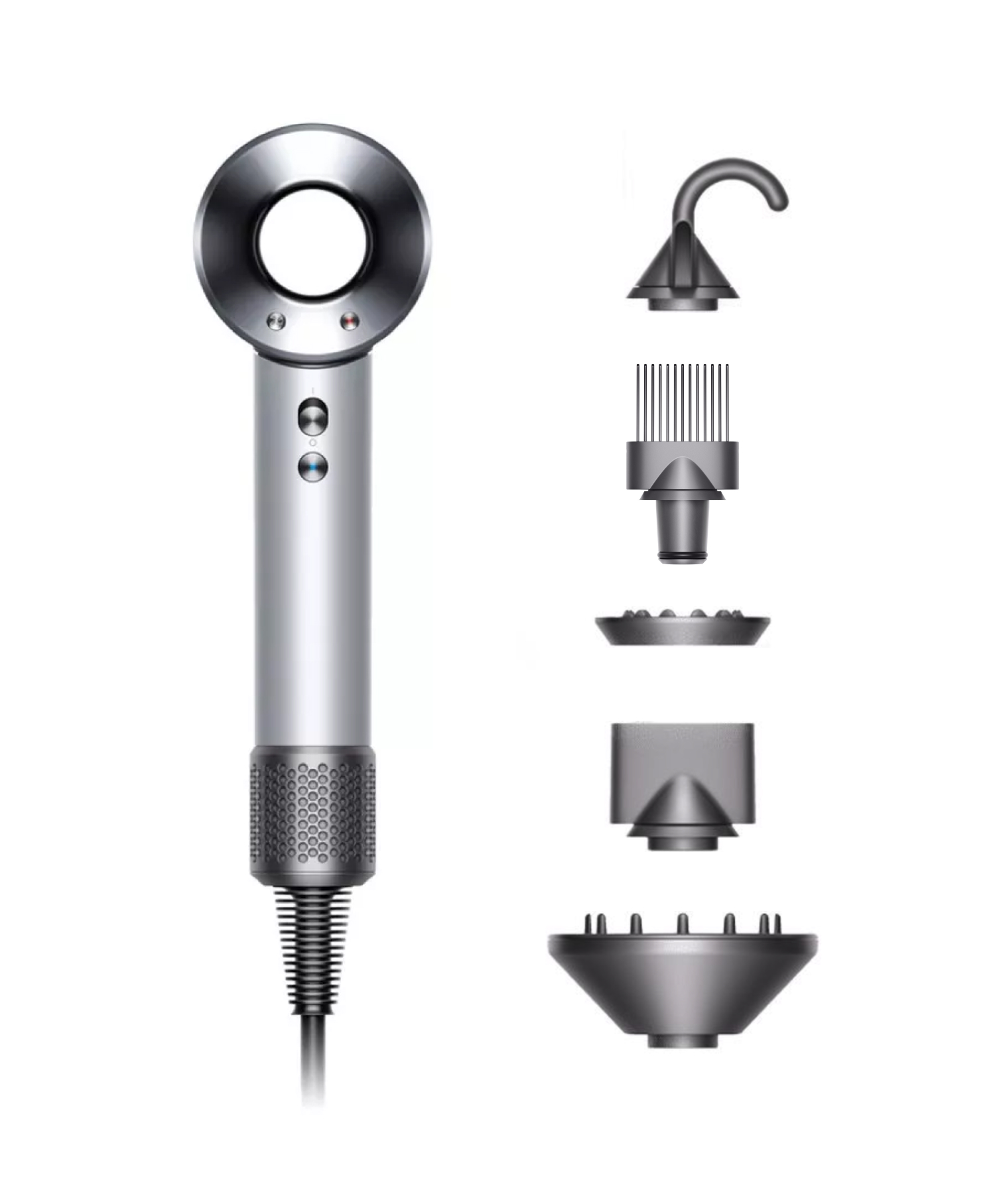 На фото изображено Фен Dyson Supersonic HD11, Silver/Black