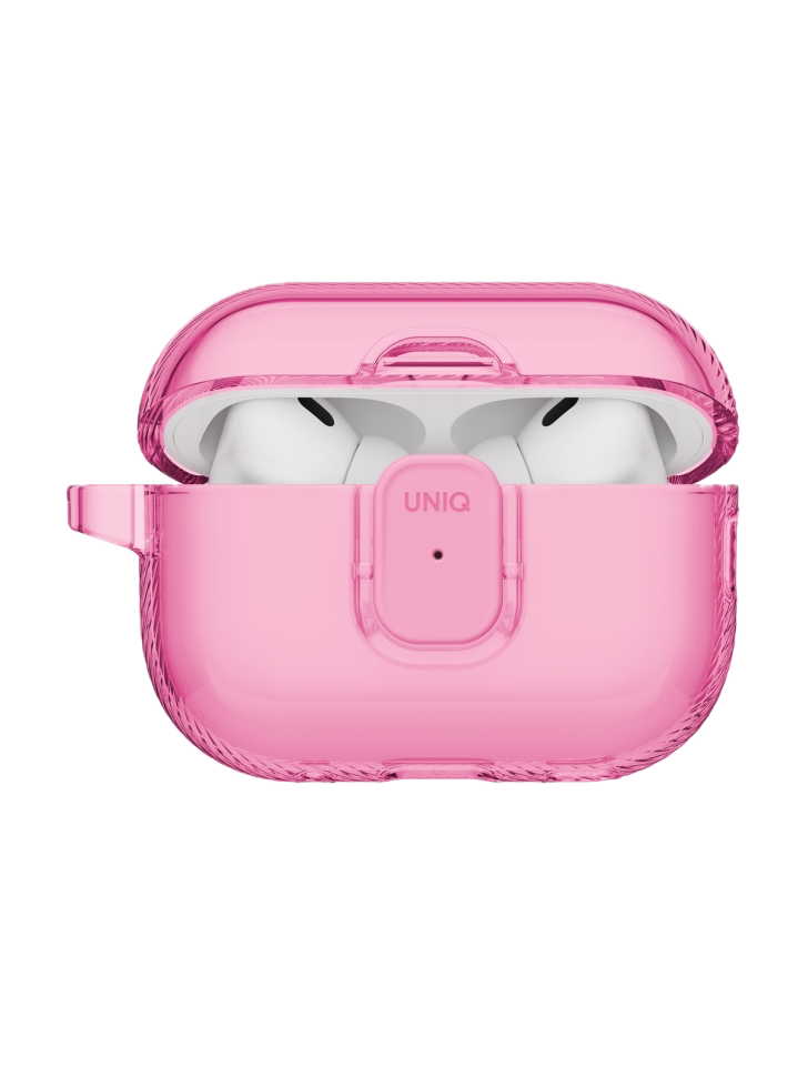 На фото изображено Чехол Uniq Glase PRO TPU для AirPods Pro 3, Candy Pink