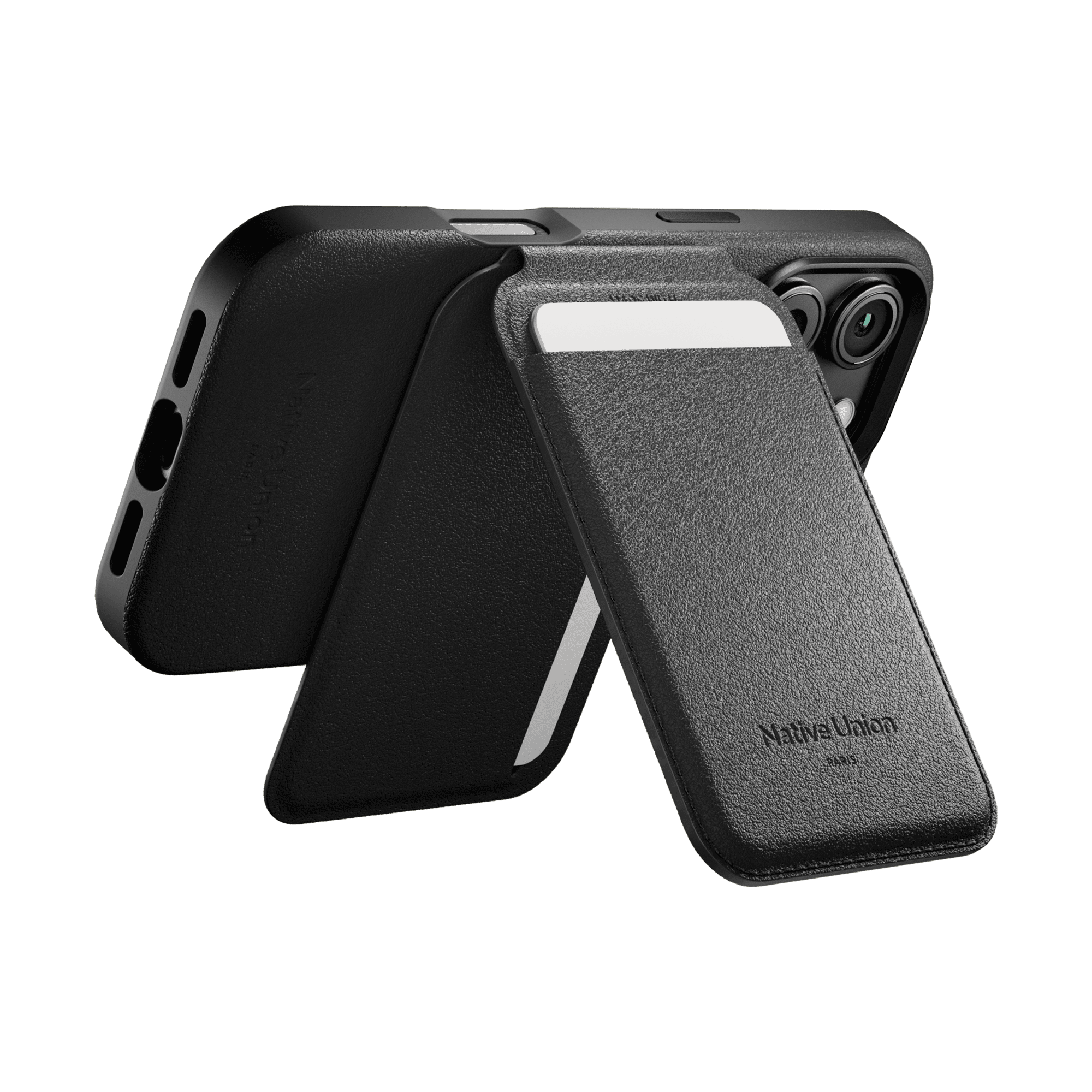 На фото изображено Чехол-бумажник Native Union Active Wallet Stand, черный