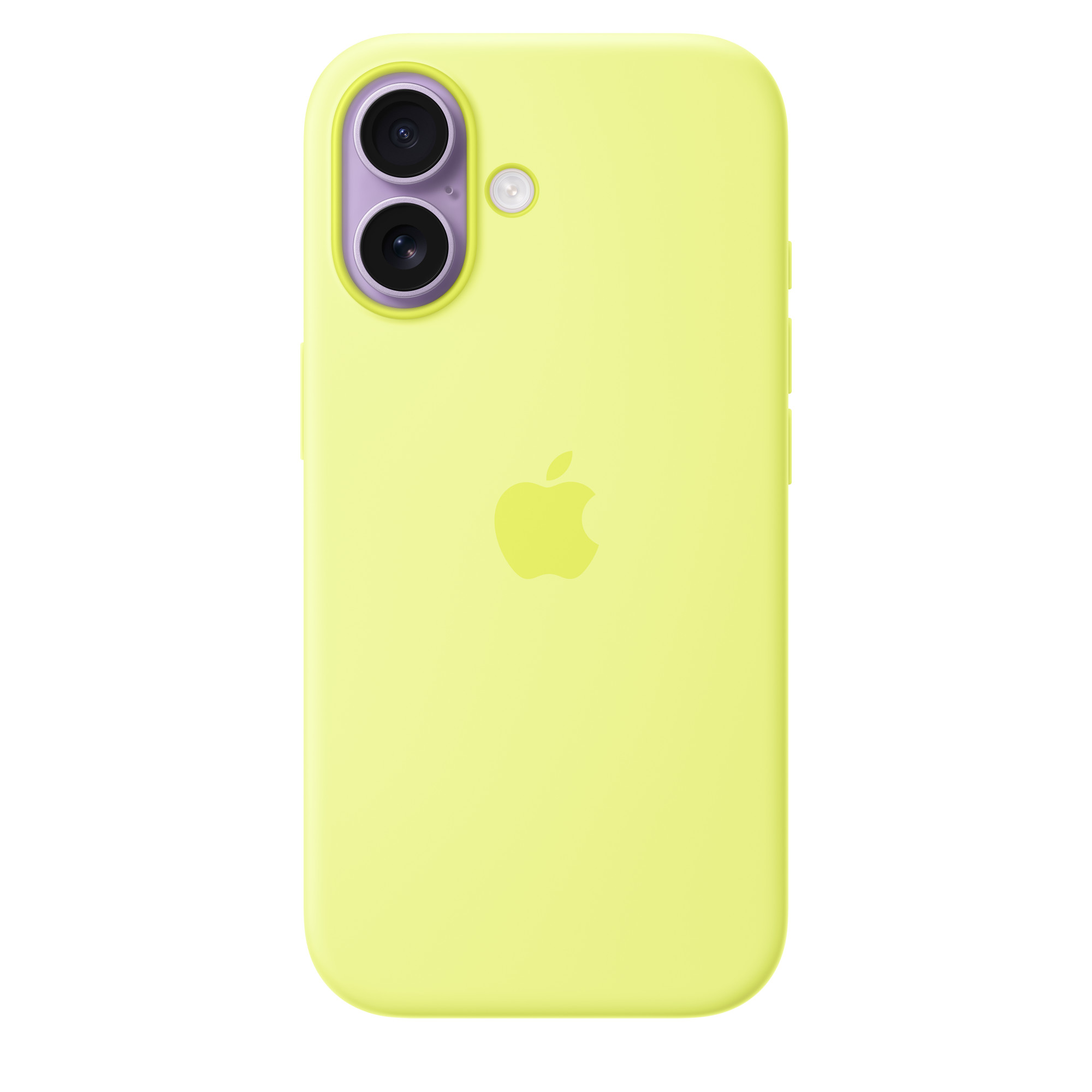 На фото изображено Чехол защитный Apple Silicone Case with MagSafe для iPhone 17, жёлтый