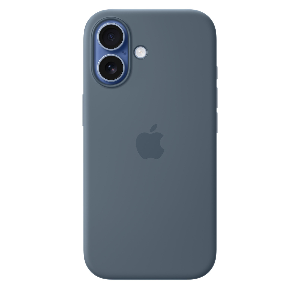 На фото изображено Чехол защитный Apple Silicone Case with MagSafe для iPhone 17, синий