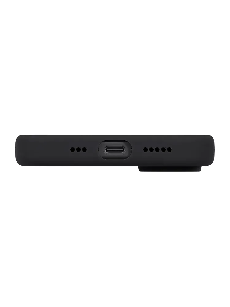 На фото изображено Чехол Uniq Lino MagSafe для iPhone 17, черный