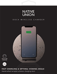 На фото изображено Беспроводное зарядное устройство Native Union Dock Wireless Terrazzo, с подставкой, розовый