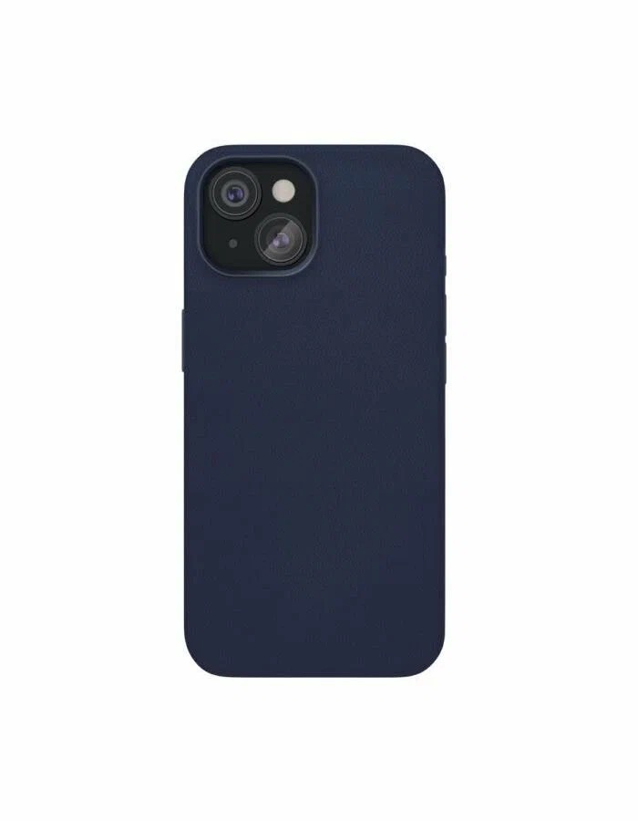 Чехол защитный VLP Ecopelle Case с MagSafe для iPhone 15, синий