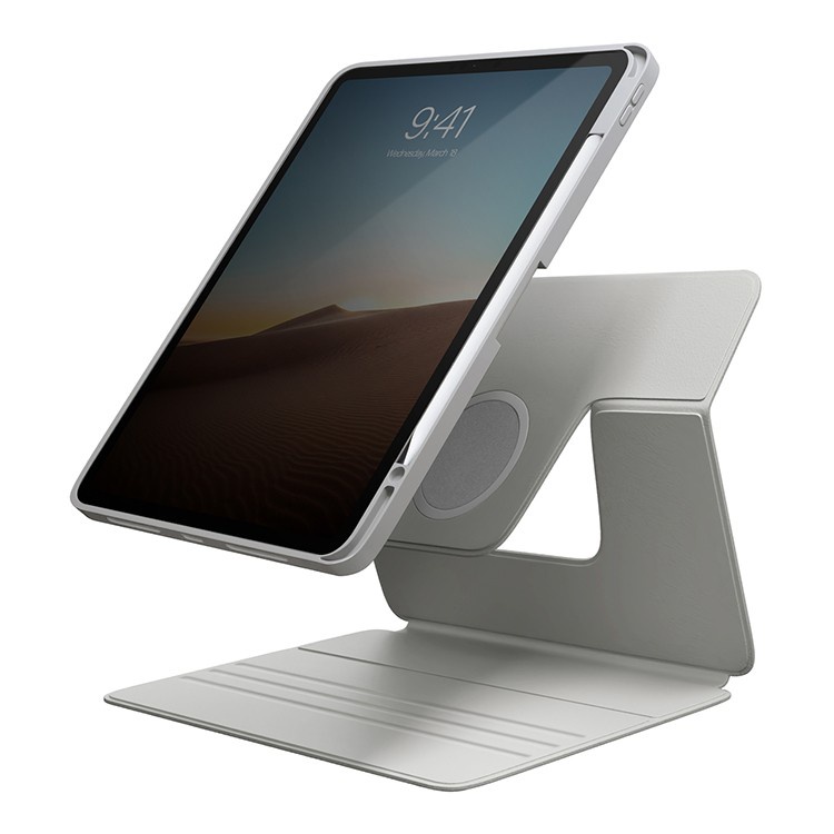 На фото изображено Чехол-подставка Uniq для iPad Pro 11/Air 10.9 Rovus Magnetic 360, серый