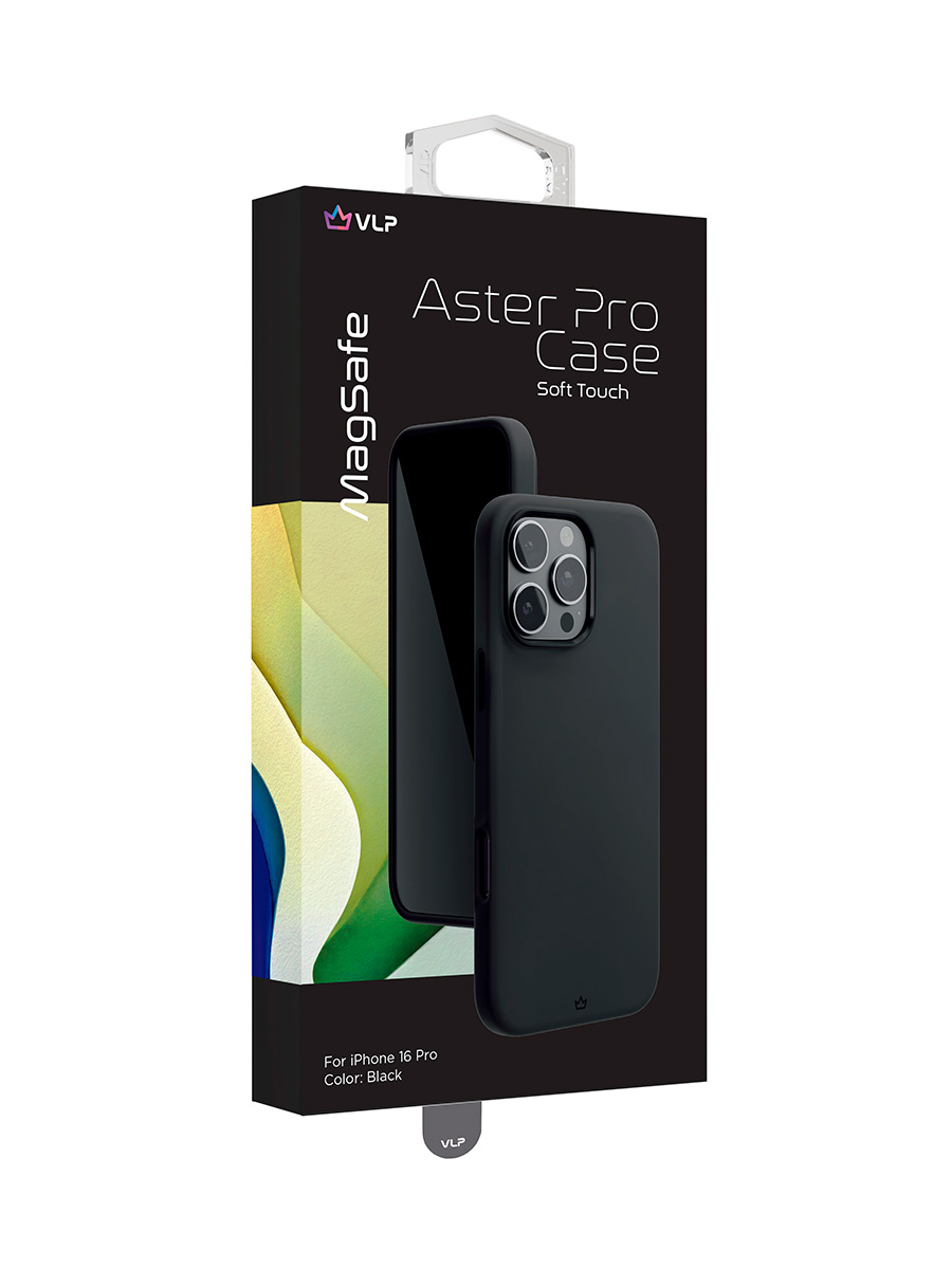 На фото изображено Чехол защитный VLP Aster Pro Case с MagSafe для iPhone 16 Pro, черный