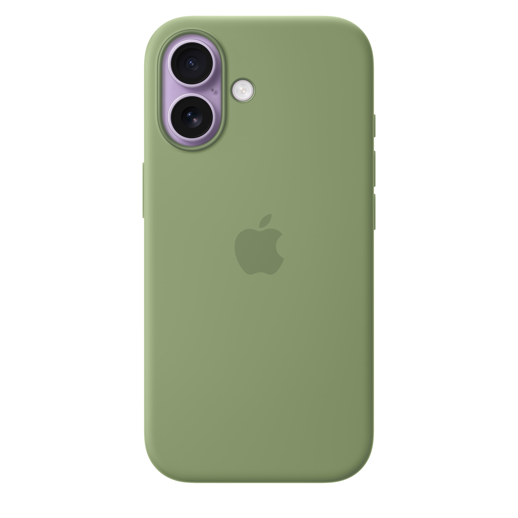 На фото изображено Чехол защитный Apple Silicone Case with MagSafe для iPhone 17, зелёный