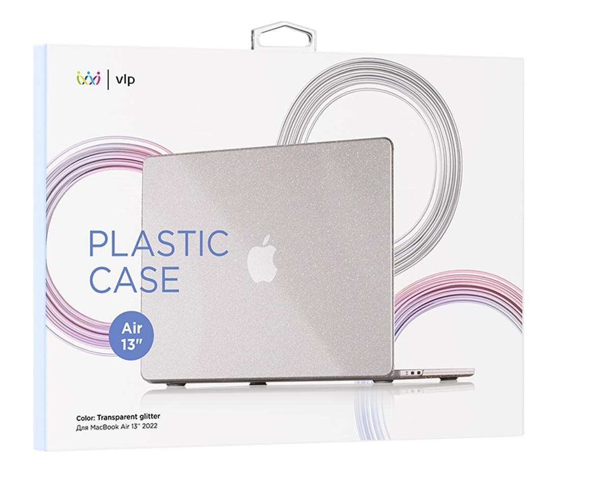 На фото изображено Чехол защитный VLP Plastic Case для MacBook Air 13" 2022, с блестками