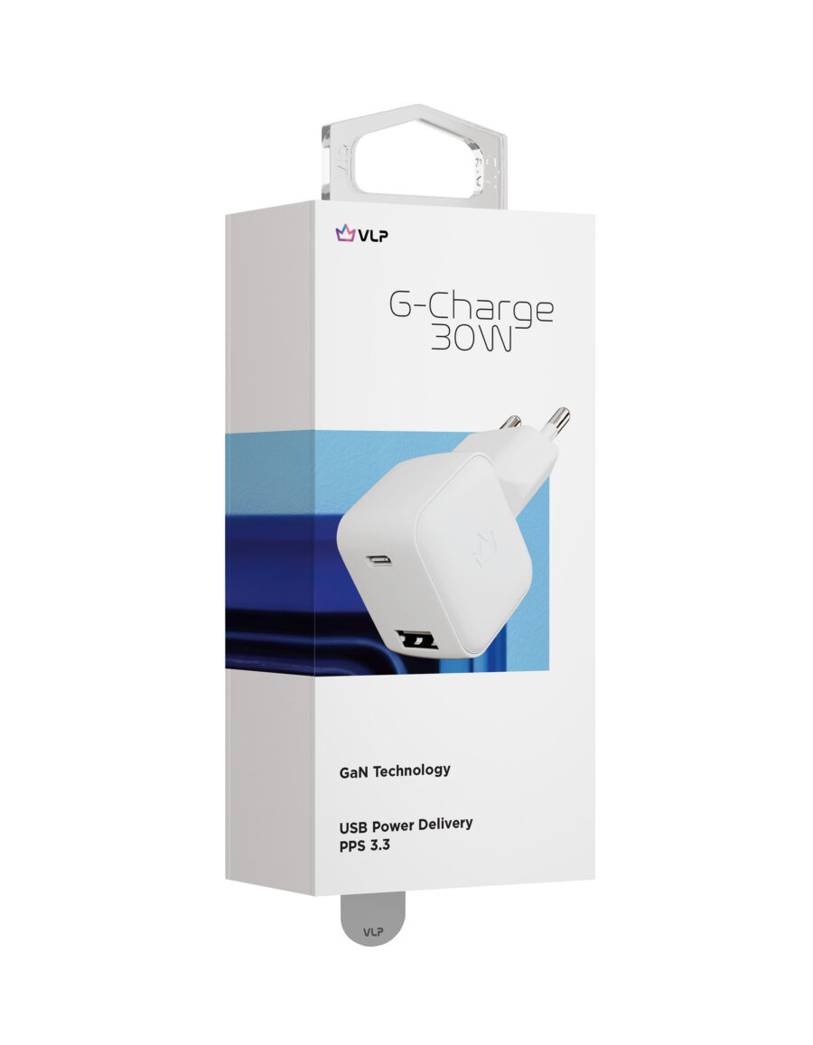 Сетевое зарядное устройство VLP G-Charge 30 Вт USB-C+USB-A, белый